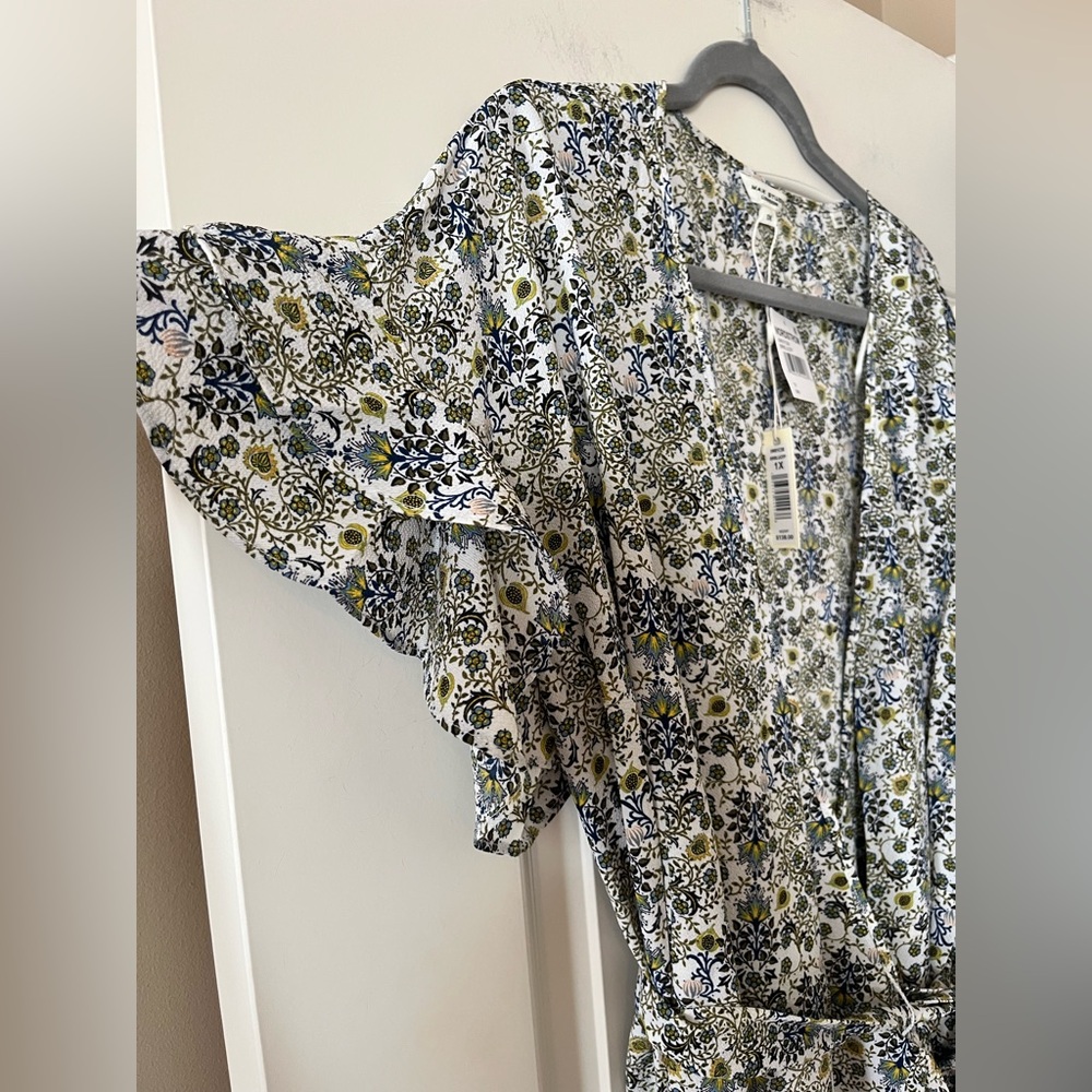 Max Studio London Floral Midi Dress with Wrap Around Front & Tie Women’s 1X - Picture 13 of 15